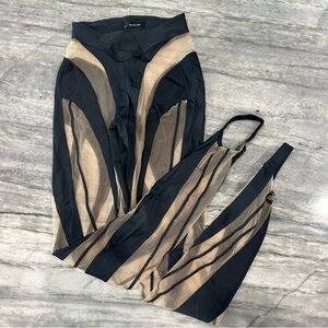 Authentic Mugler Black Sheer Spiral leggings & top